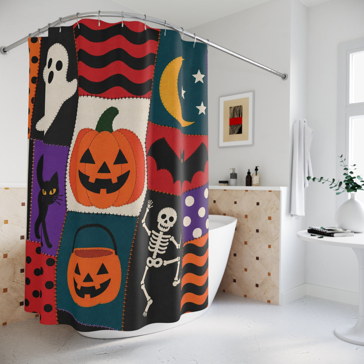 Halloween Patchwork Shower Curtain