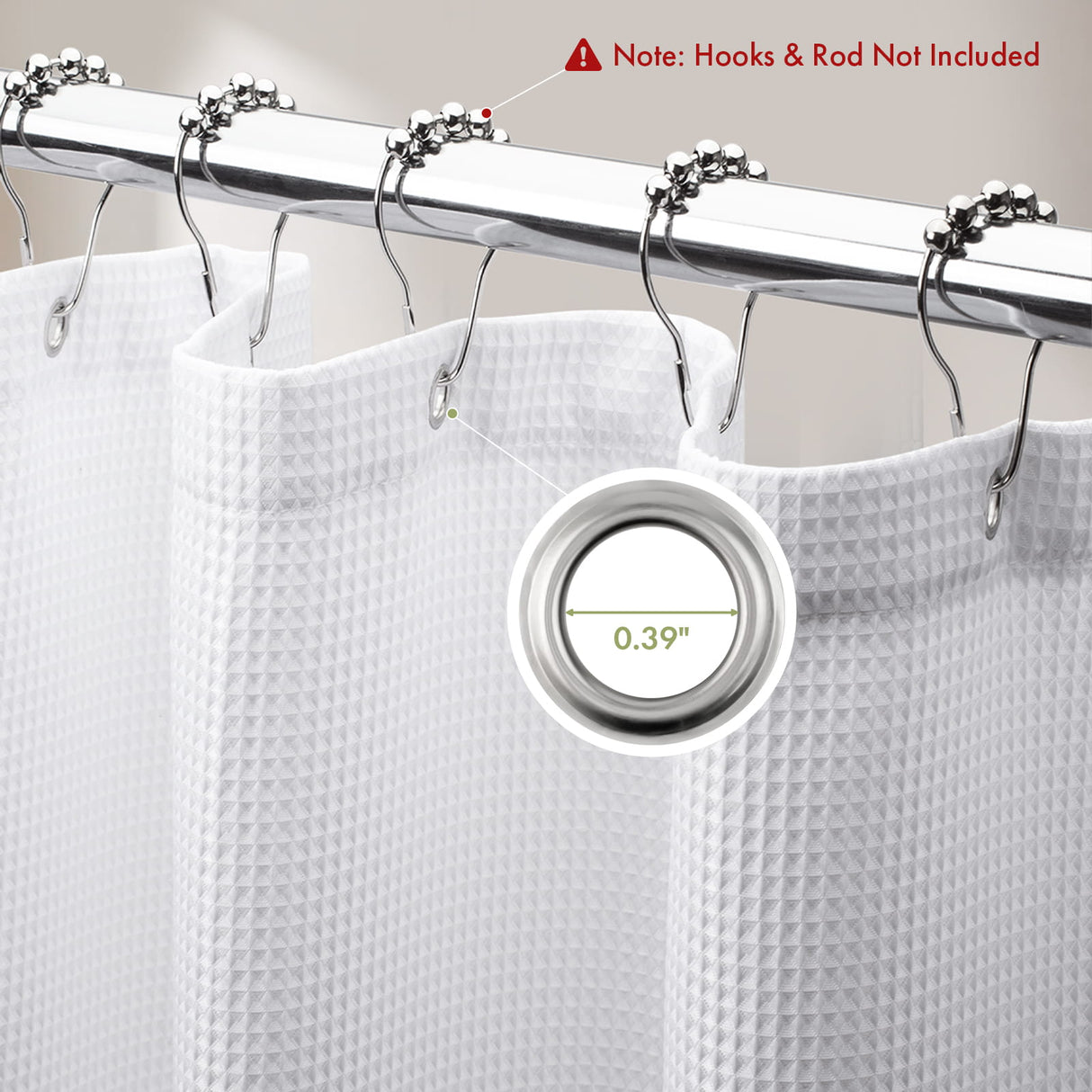 AmazerBath Waffle White Shower Curtain, 240G Spa Quality
