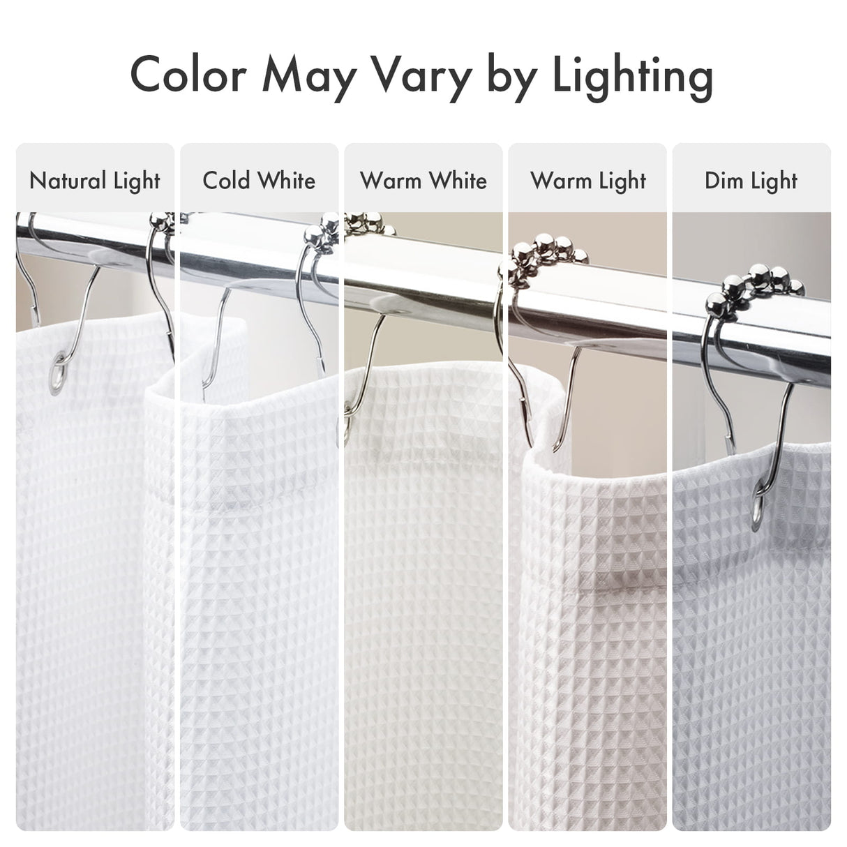 AmazerBath Waffle White Shower Curtain, 240G Spa Quality