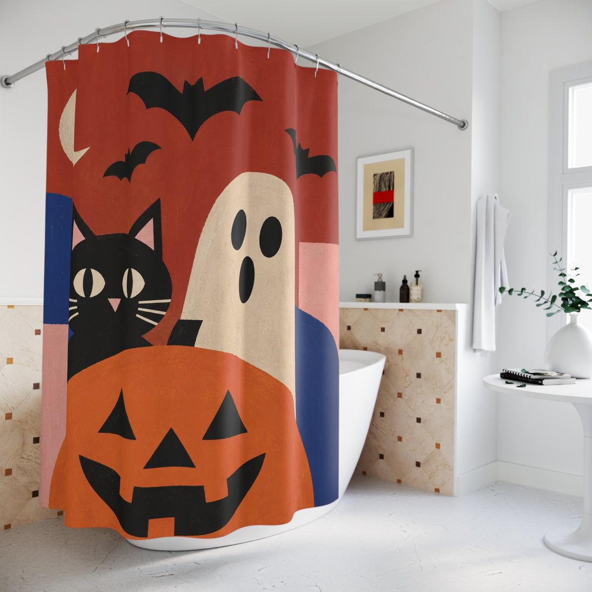 Geometric Halloween Shower Curtain