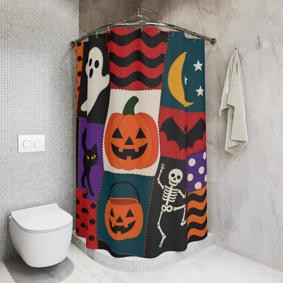 Halloween Patchwork Shower Curtain