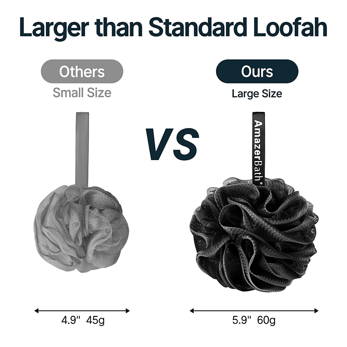 3-Pack Shower Loofah Bath Sponge