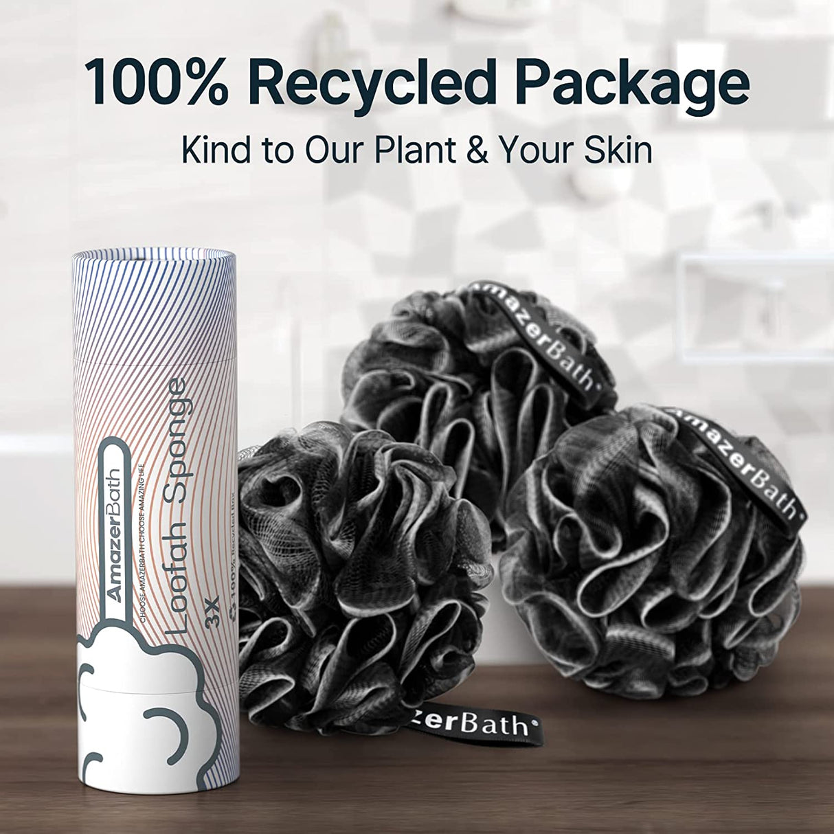 3-Pack Shower Loofah Bath Sponge