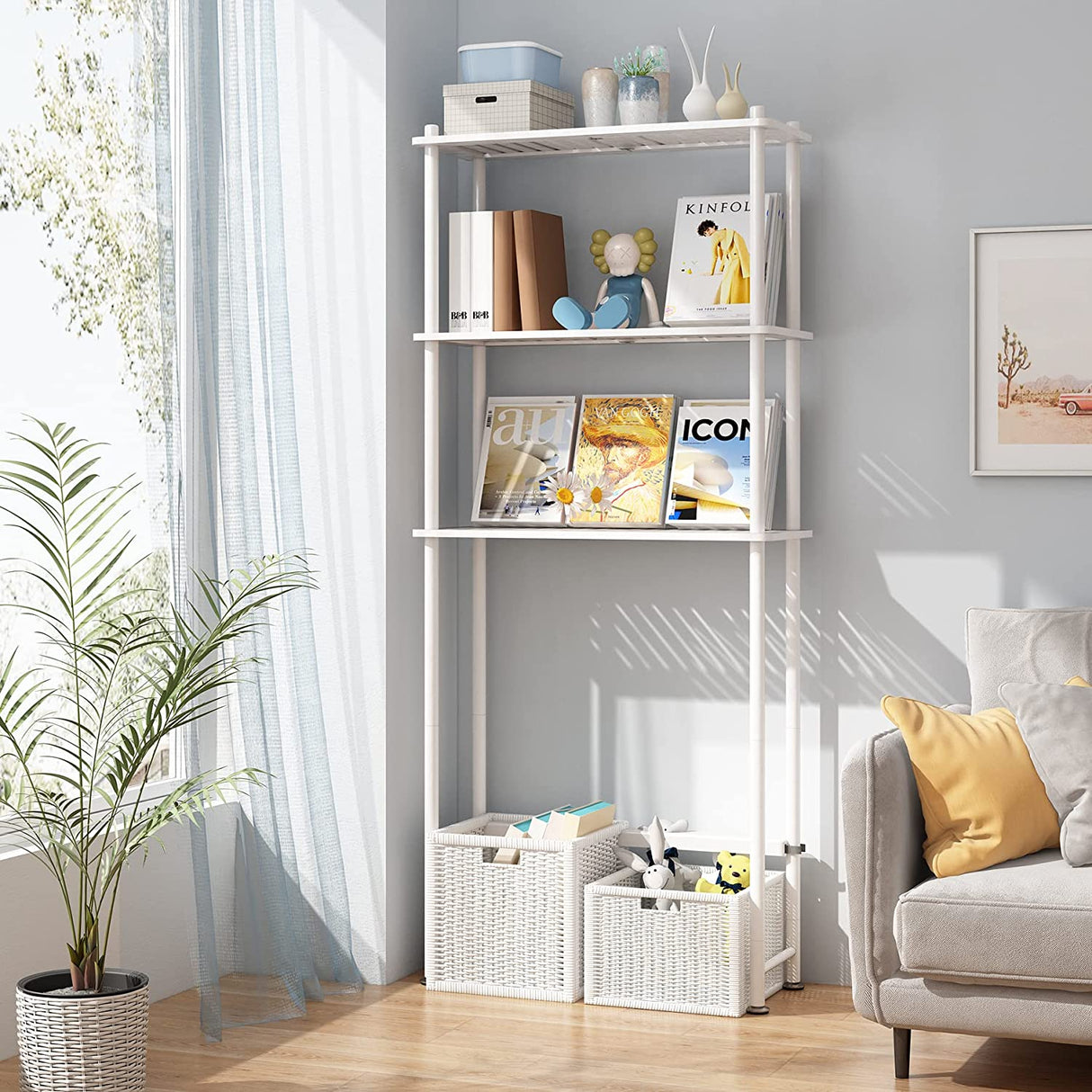 3-Tier Over The Toilet Storage Shelf White