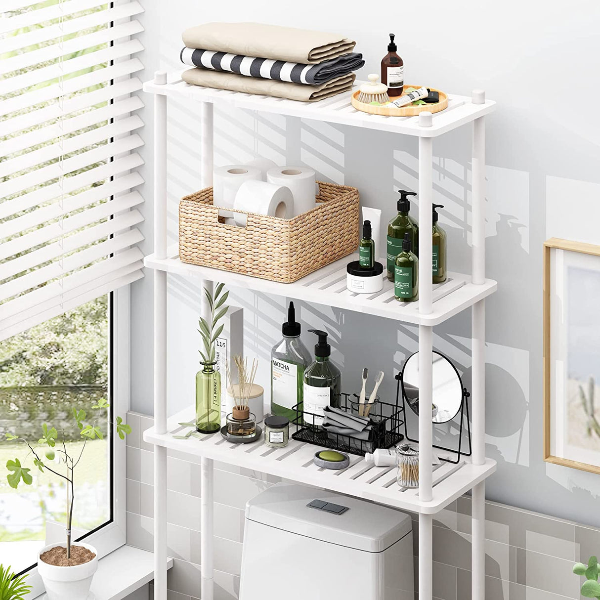 3-Tier Over The Toilet Storage Shelf White