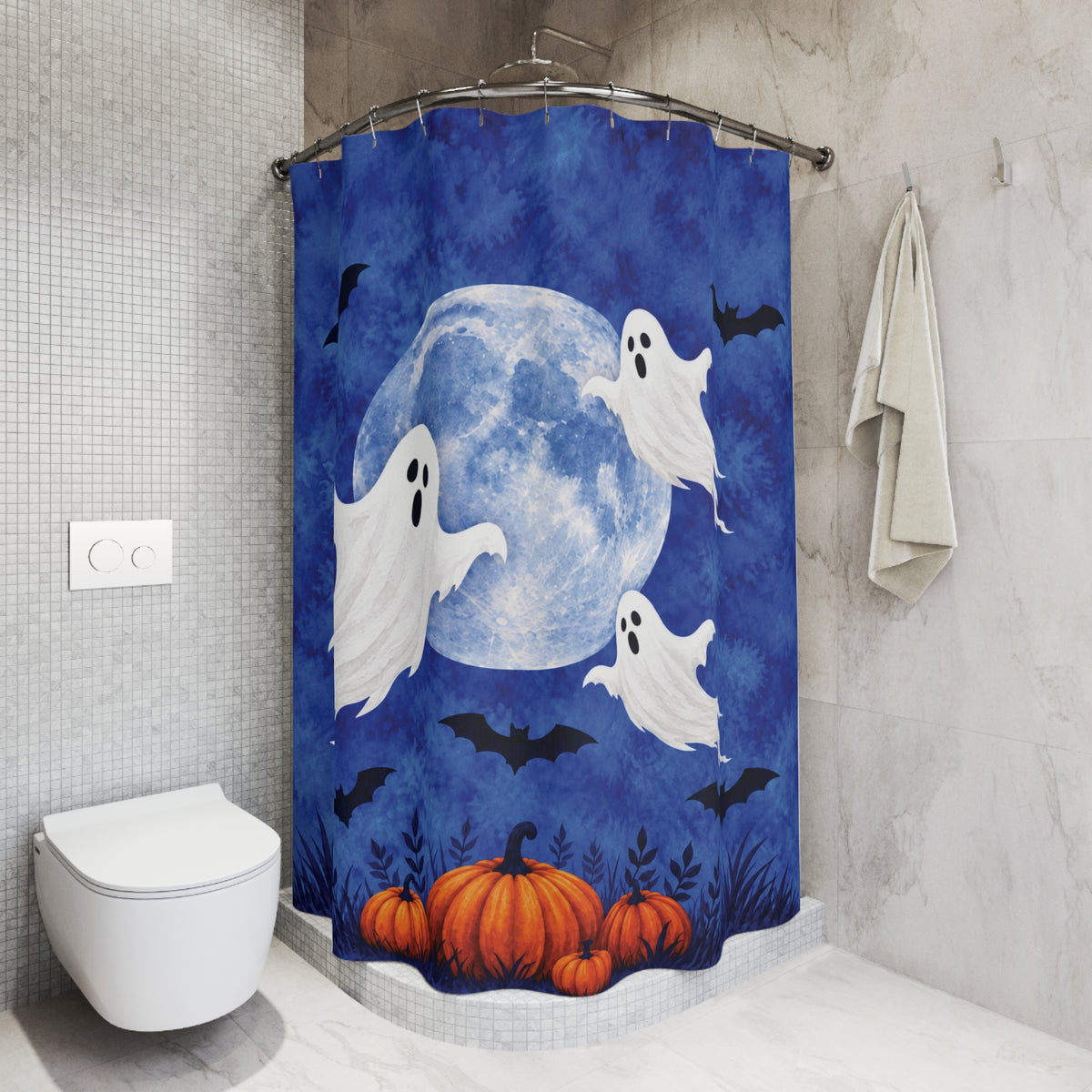 Moonlit Ghosts Halloween Shower Curtain