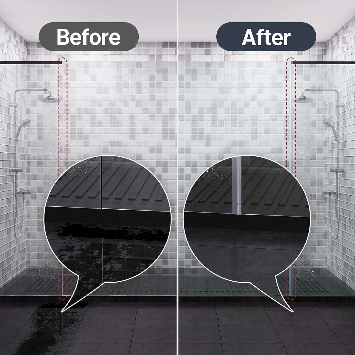 5 Section Shower Door Bottom Seals