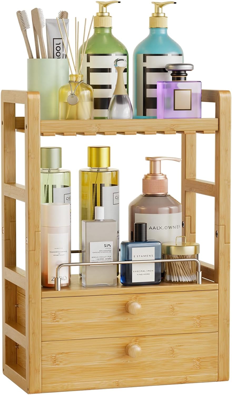 AmazerBath Bamboo Countertop Organizer, Vanity Organizer