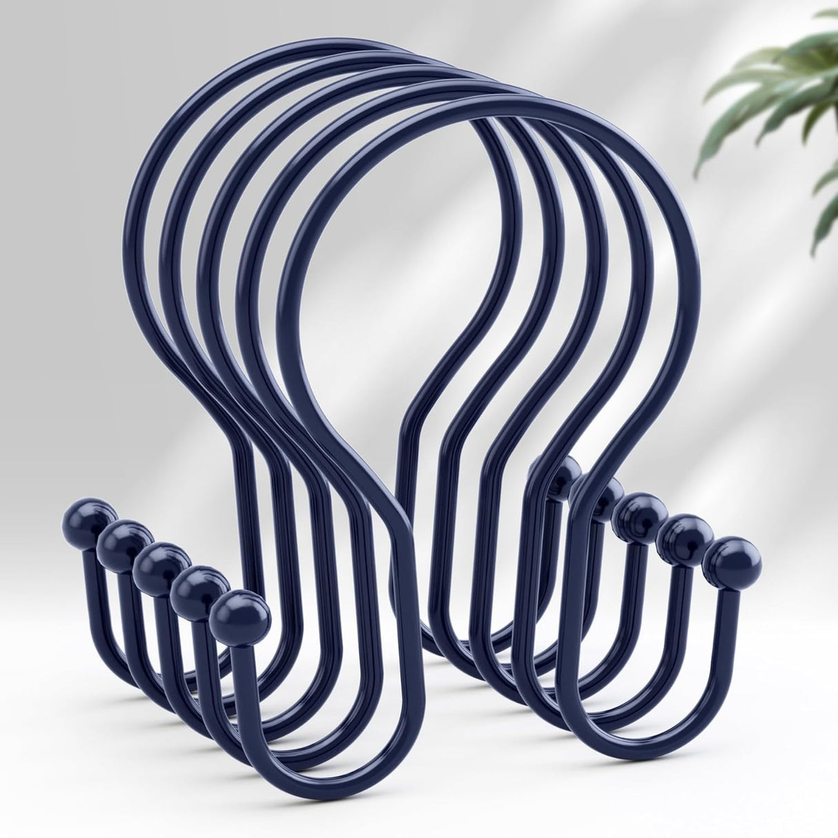 Set of blue hooks on a white background