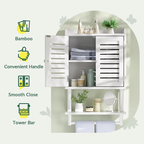 Bamboo Bathroom Wall Cabinet White