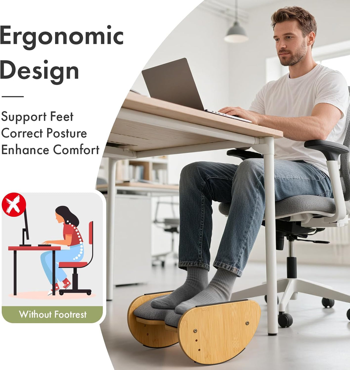 Bamboo Foot Stool Rocking Footrest