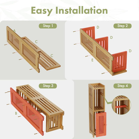 Bamboo Rattan Storage Cabinet