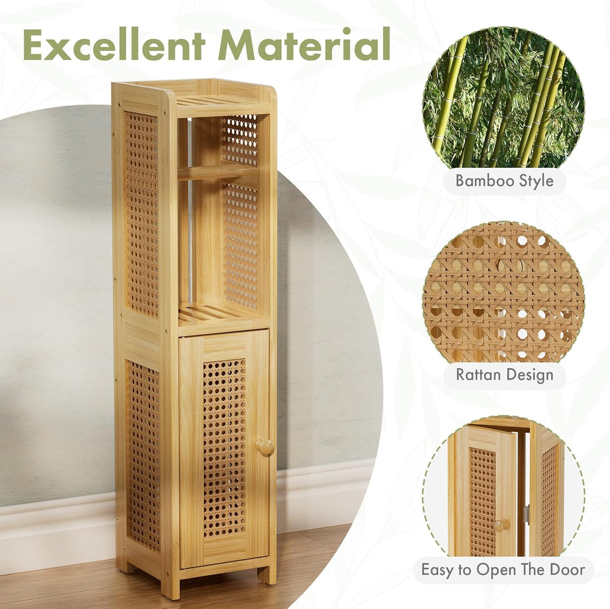 Bamboo Rattan Storage Cabinet