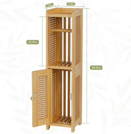 Bamboo Rattan Storage Cabinet