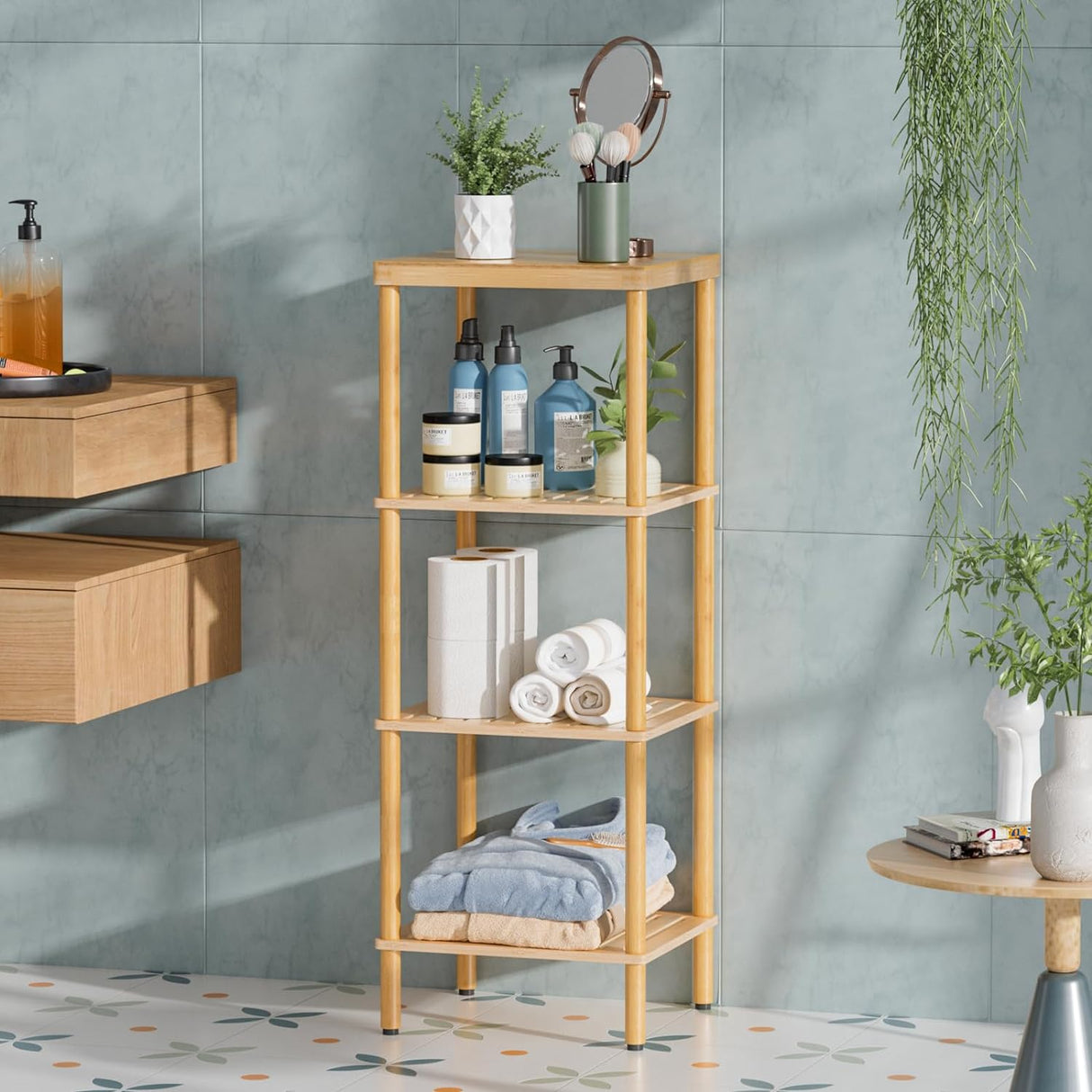 Bamboo Storage Standing Shelf