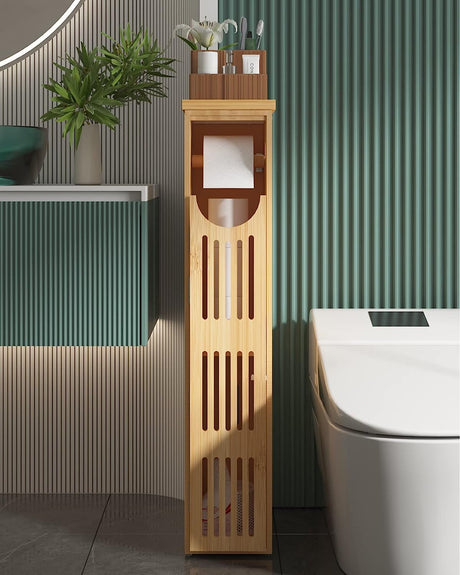 Bamboo Toilet Paper Storage Cabinet