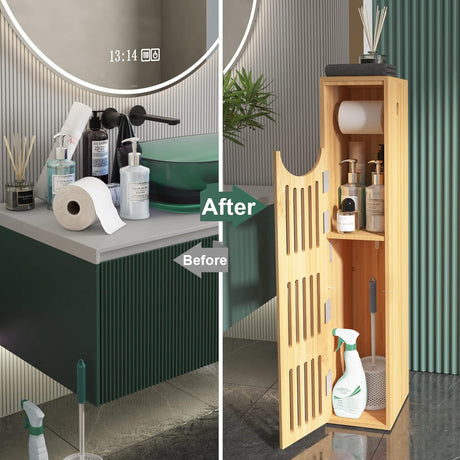 Bamboo Toilet Paper Storage Cabinet