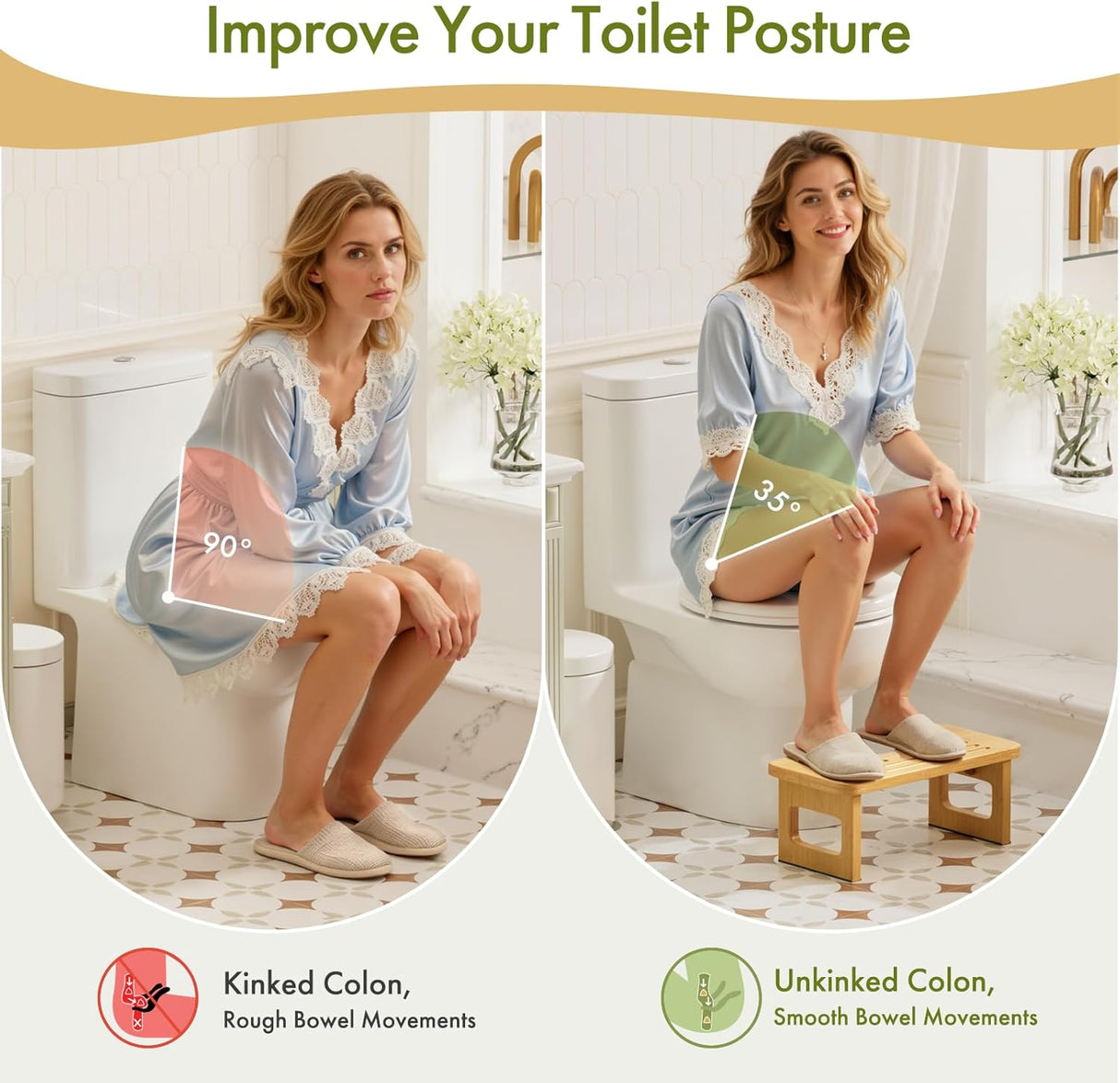 Bamboo Toilet Stool, Squat Potty Stool