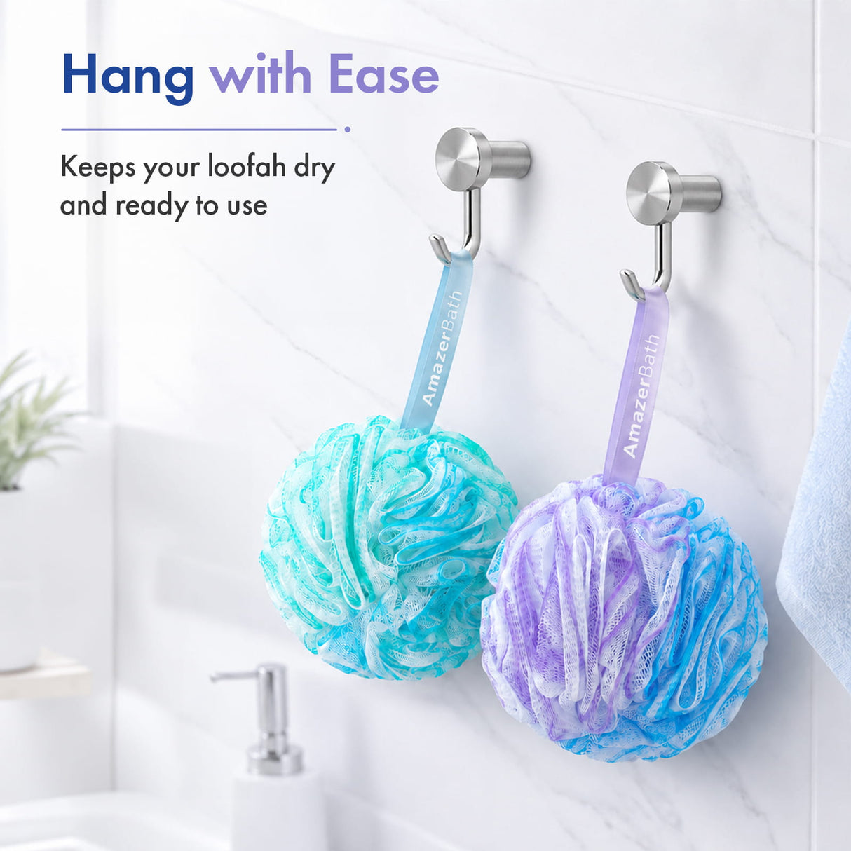 AmazerBath Bath Loofah Sponge Colorful, Set of 4