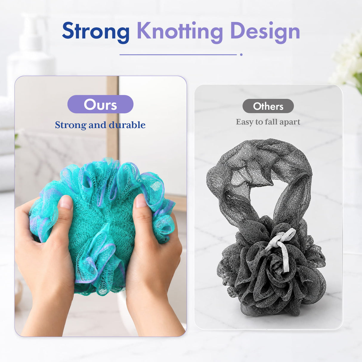 AmazerBath Bath Loofah Sponge Colorful, Set of 4