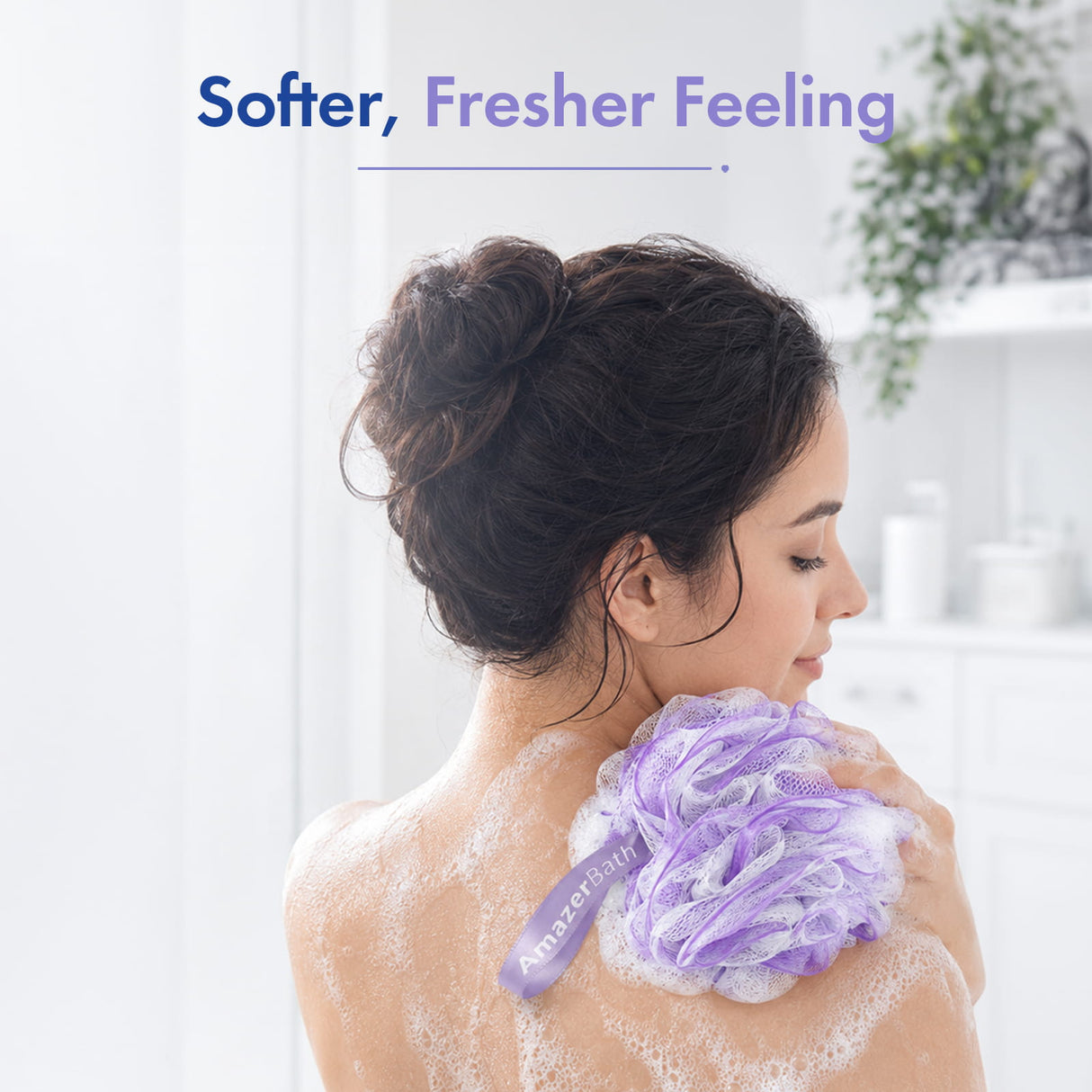 AmazerBath Bath Loofah Sponge Colorful, Set of 4