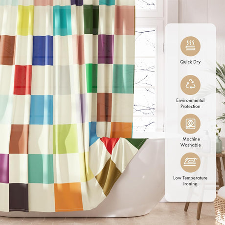 Checkered Shower Curtain with Rings