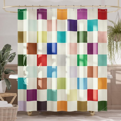 Checkered Shower Curtain with Rings