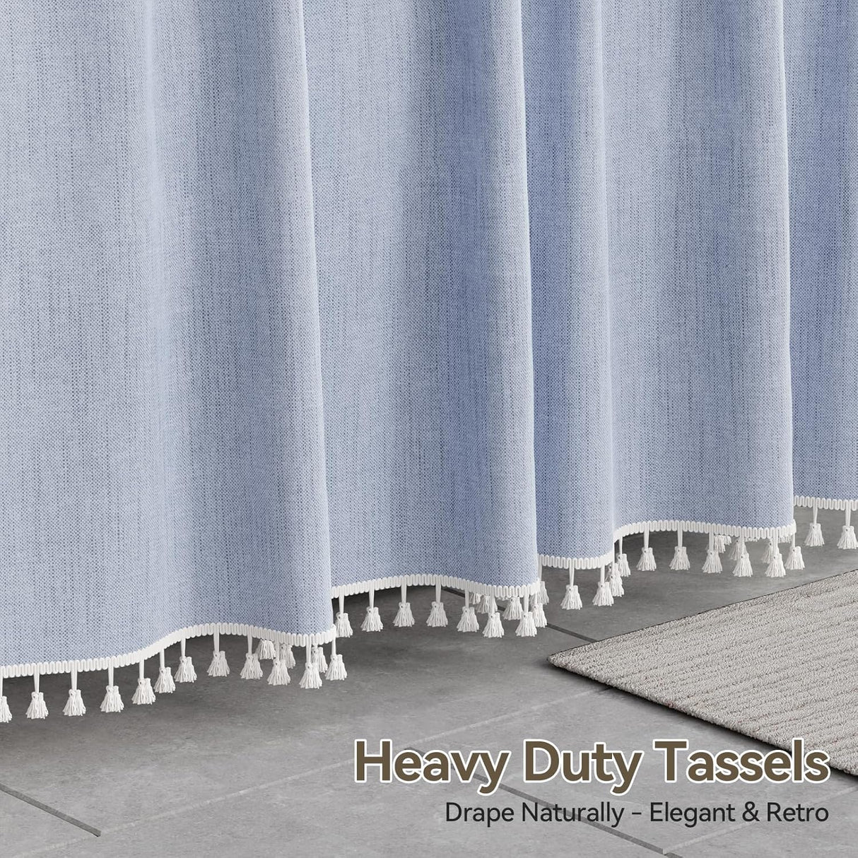 Farmhouse Shower Curtain with Tassel Colorful