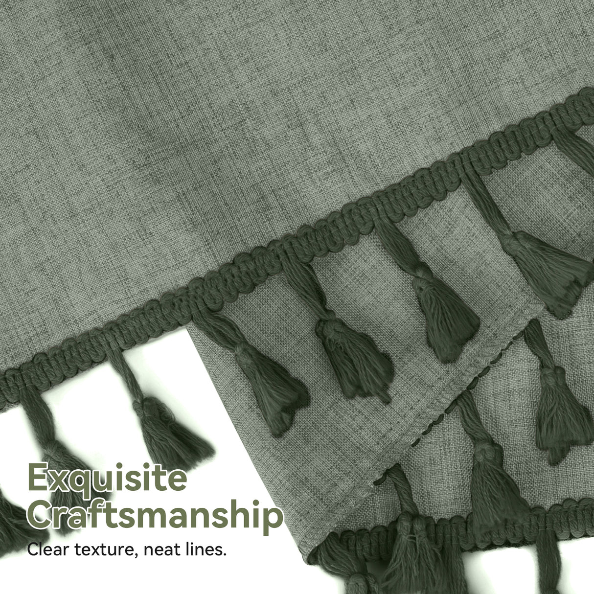 Farmhouse Shower Curtain with Tassel Neutral