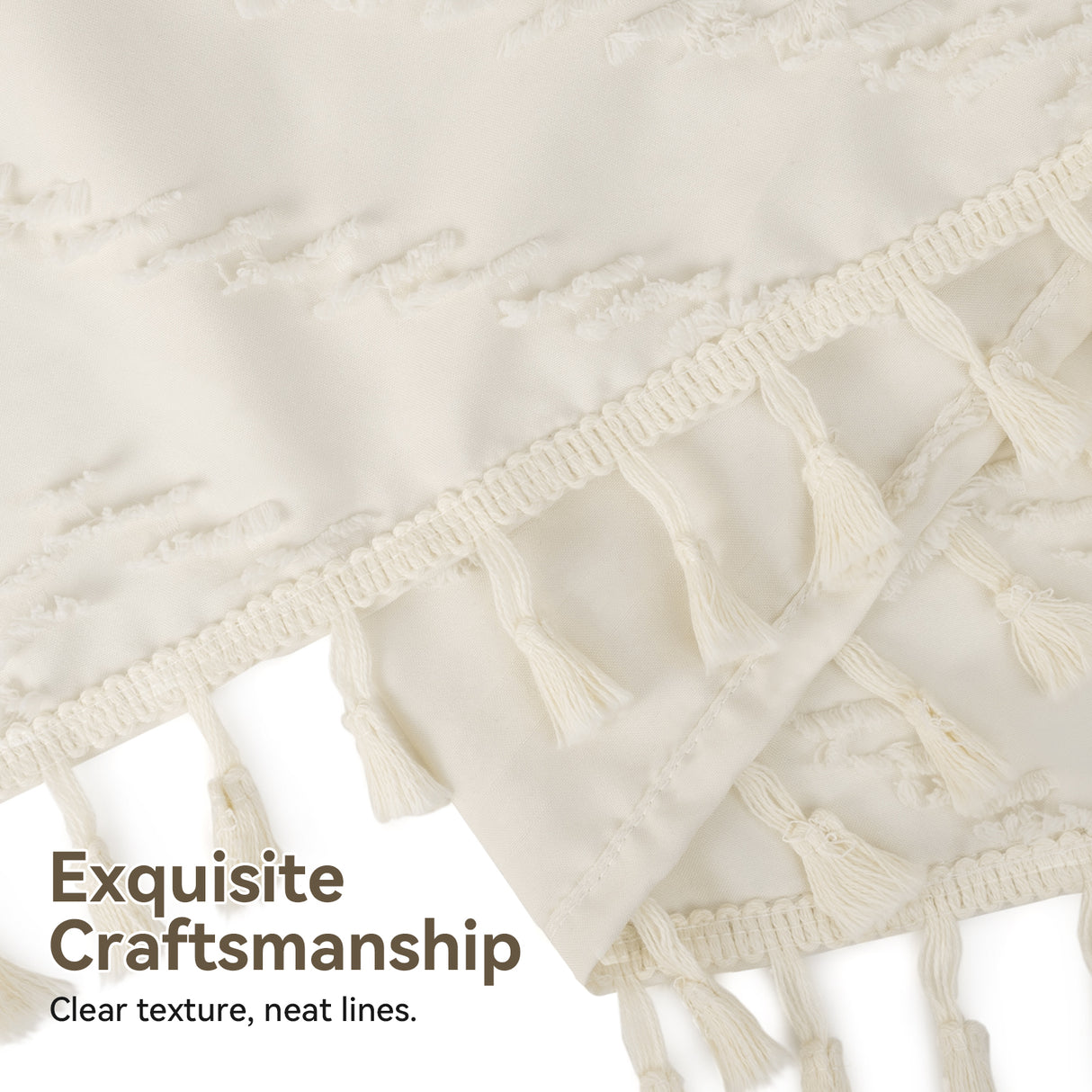 Farmhouse Shower Curtain with Tassel Tufted