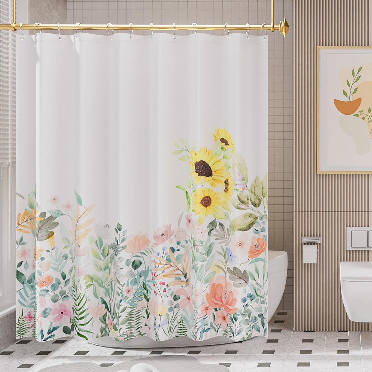 Floral Pattern Shower Curtain