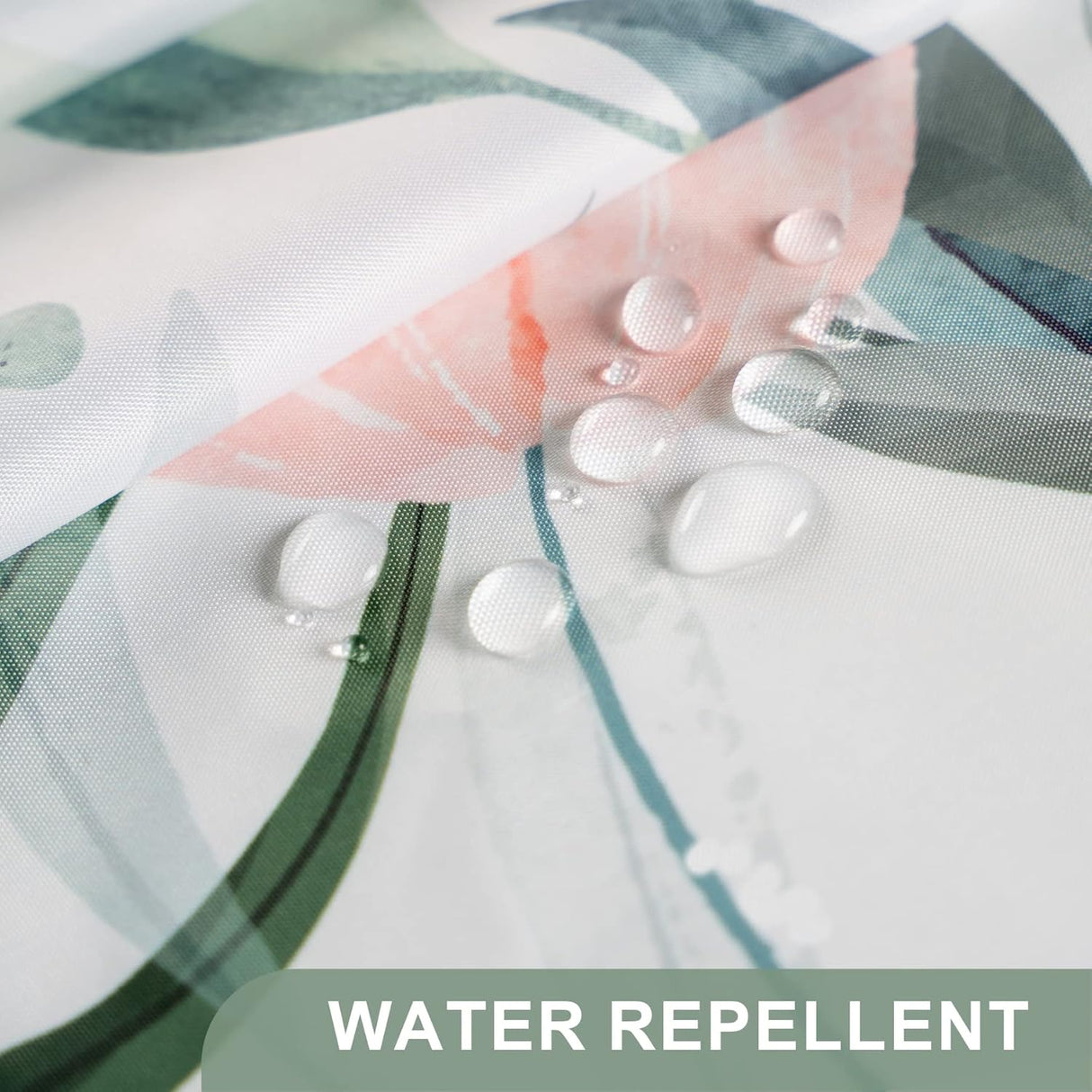 Floral Pattern Shower Curtain Green