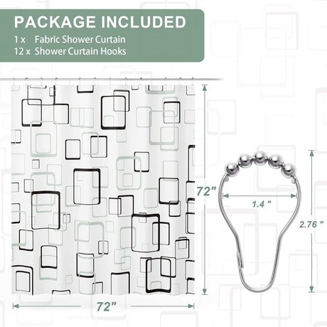 Geometric Shower Curtain with Curtain Rings