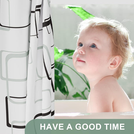 Geometric Shower Curtain with Curtain Rings