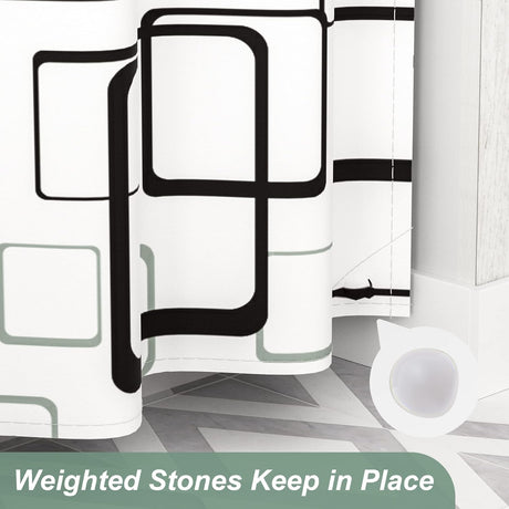 Geometric Shower Curtain with Curtain Rings