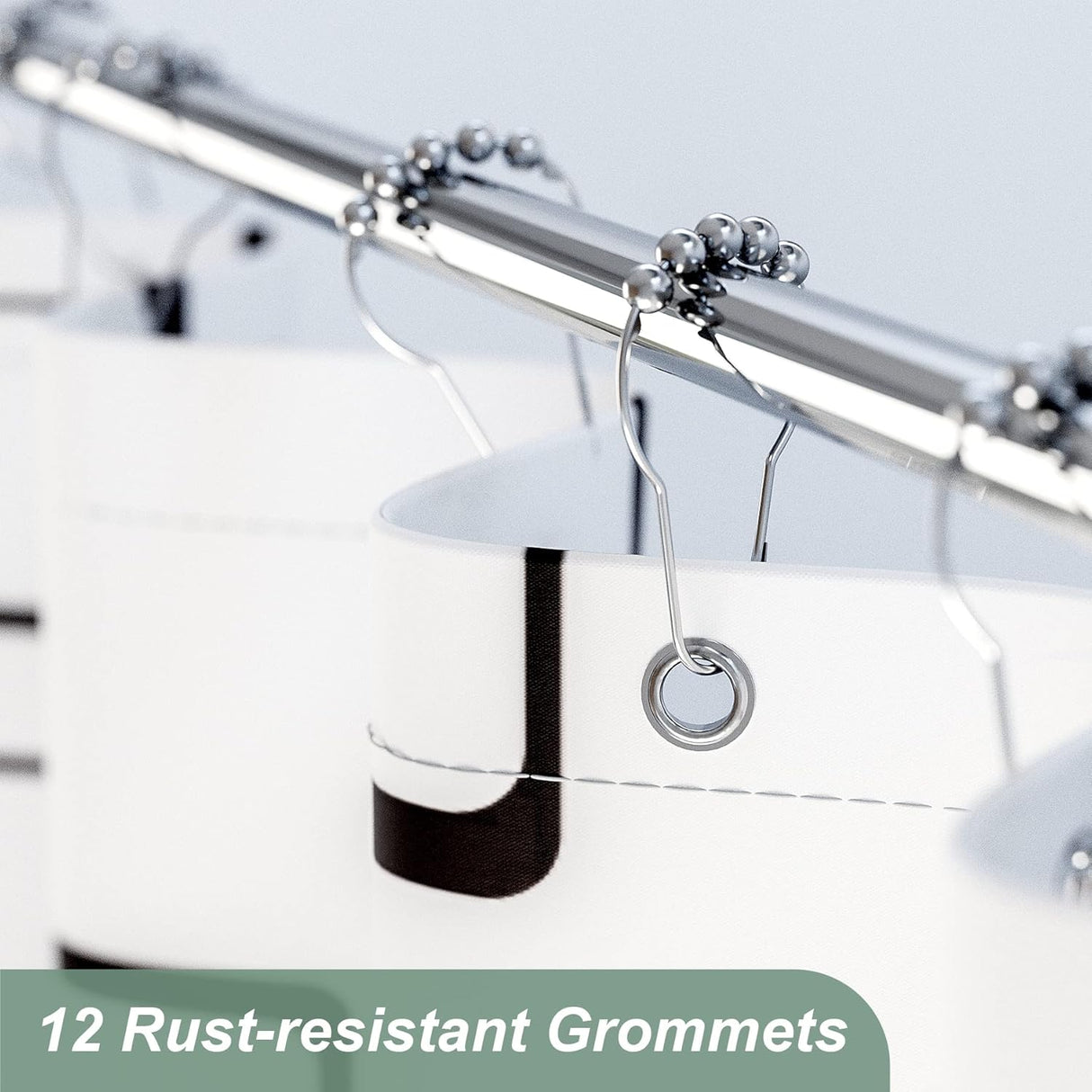 Geometric Shower Curtain with Curtain Rings