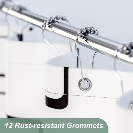 Geometric Shower Curtain with Curtain Rings