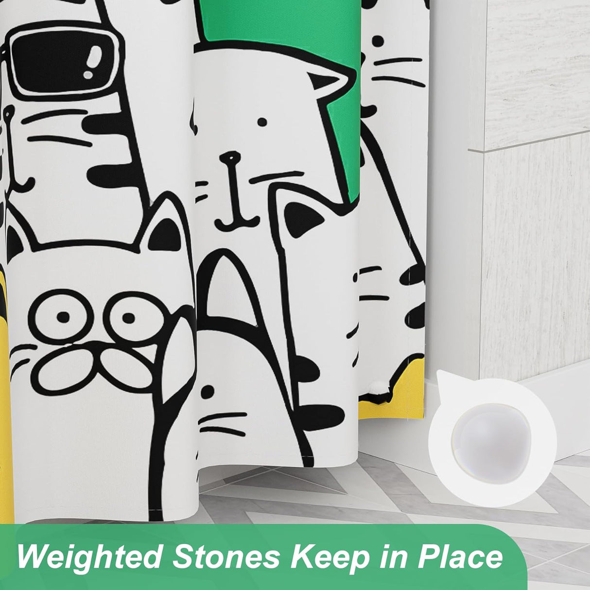 Kitty Shower Curtain with Rings