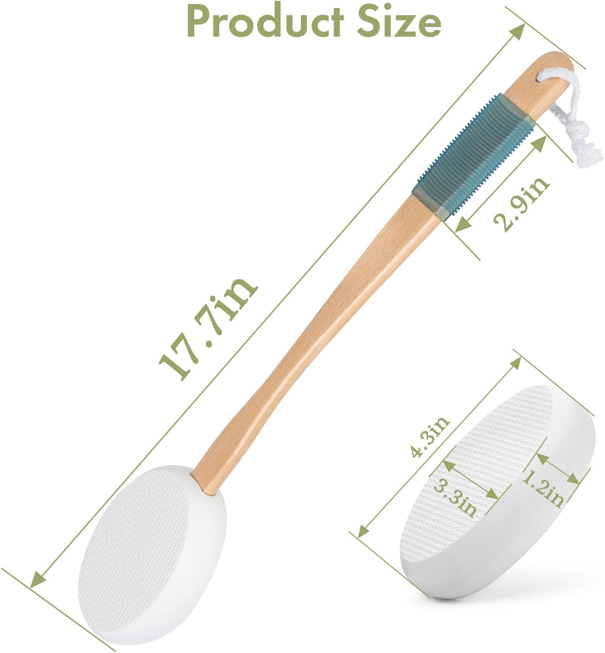 Cleaning brush with measurements on a white background