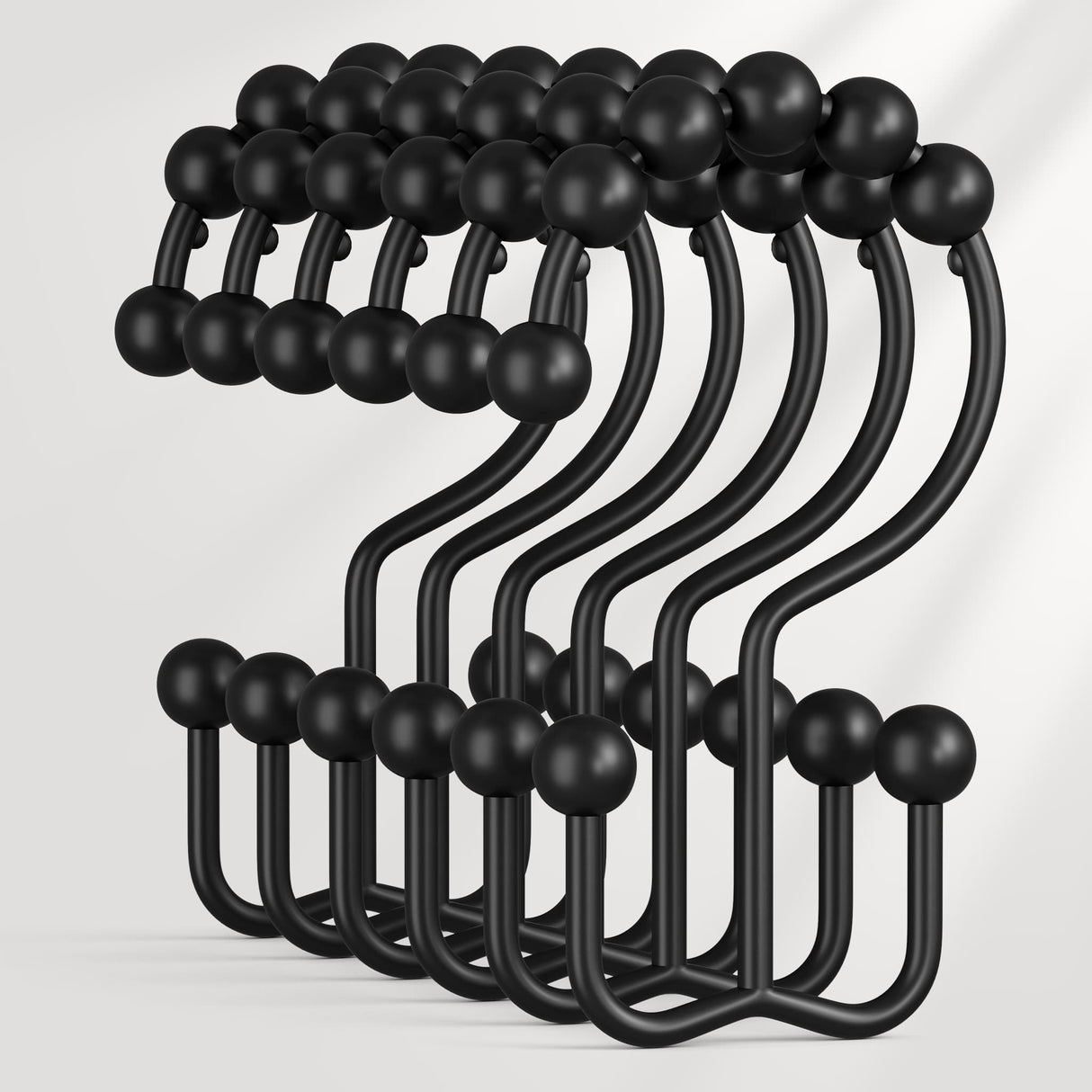 Metal Double Shower Curtain Hooks, Set of 12