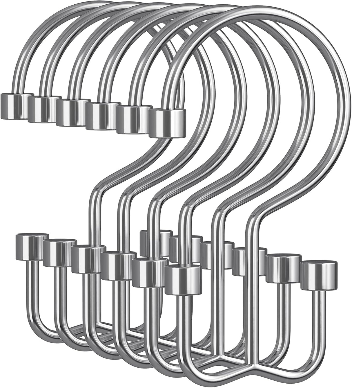 Set of metal hooks on a white background