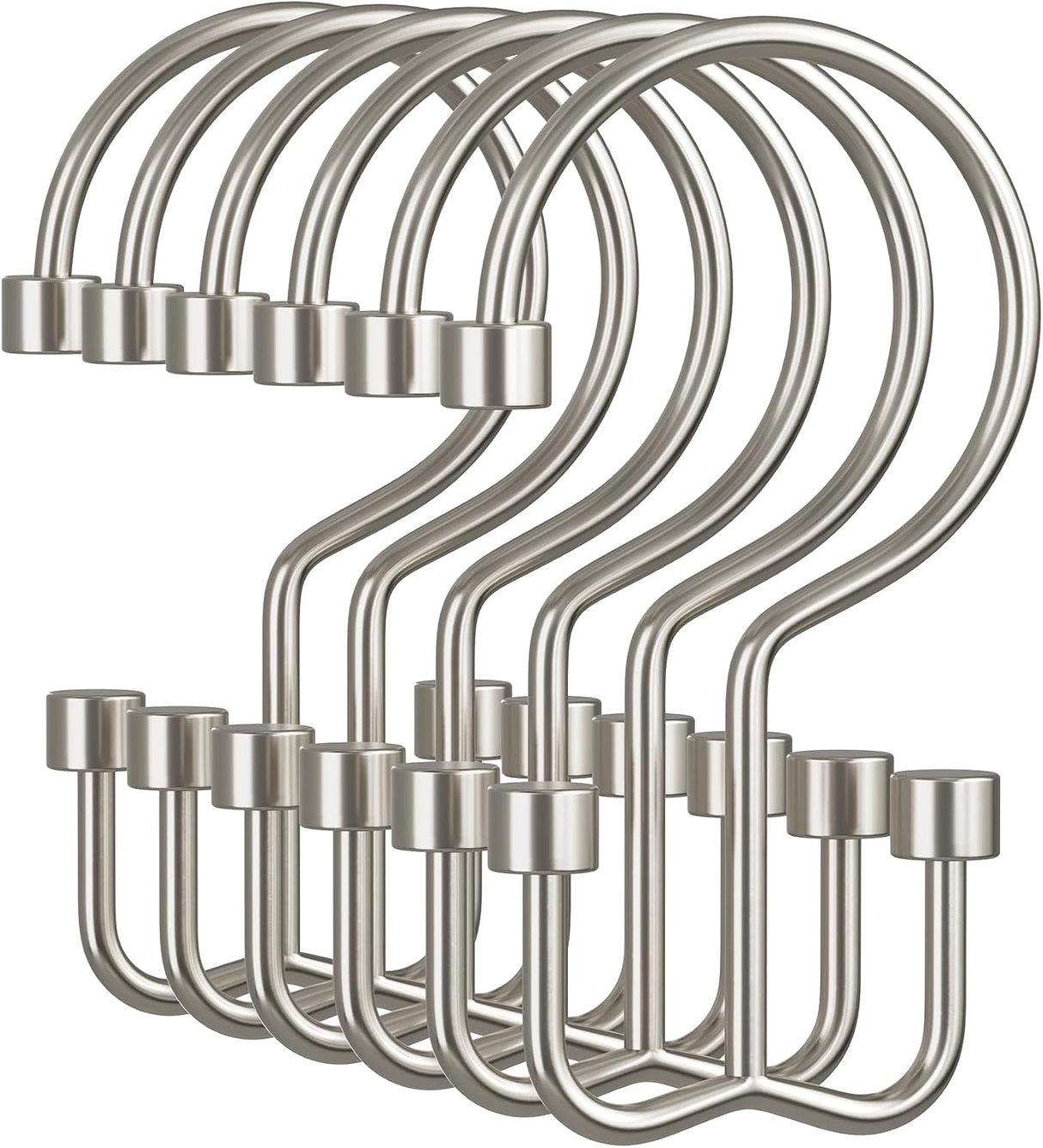 Set of metal hooks on a white background