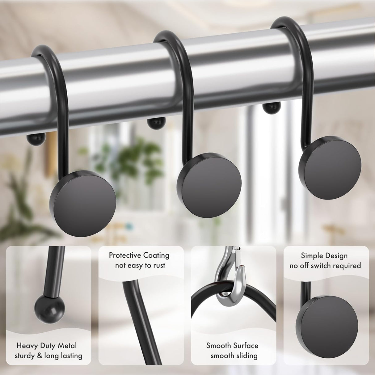 Modern Round Design Shower Curtain Hooks
