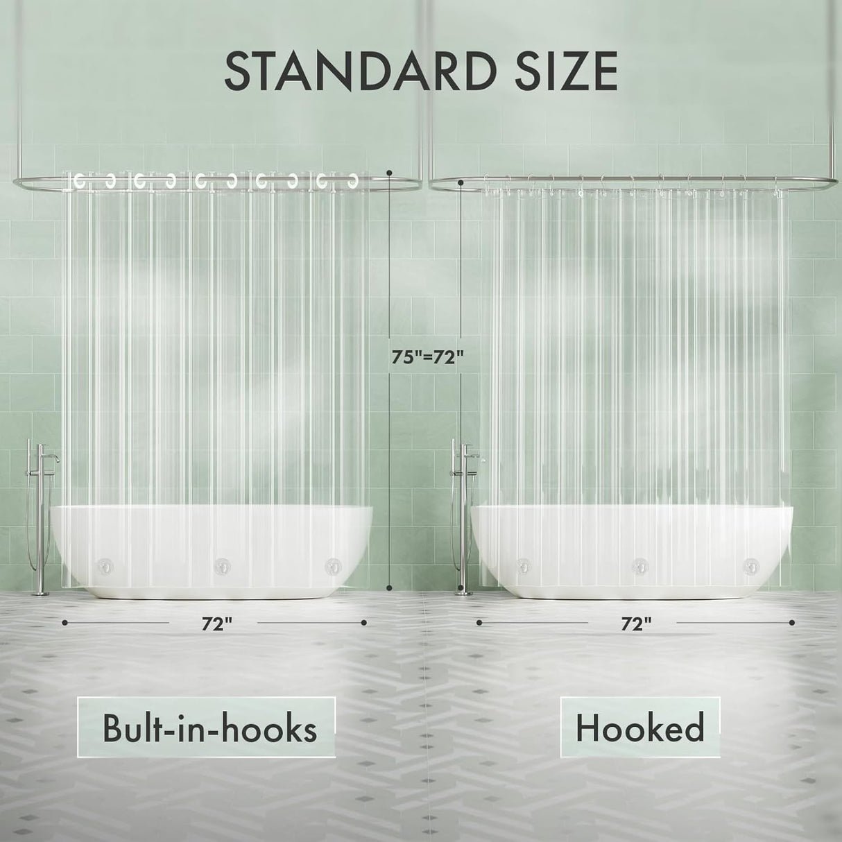 AmazerBath 100% EVA No Hook Shower Curtain Liner, 8G Heavy Duty