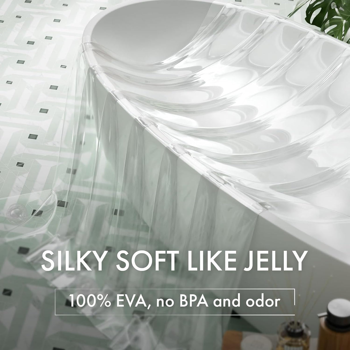 AmazerBath 100% EVA No Hook Shower Curtain Liner, 8G Heavy Duty