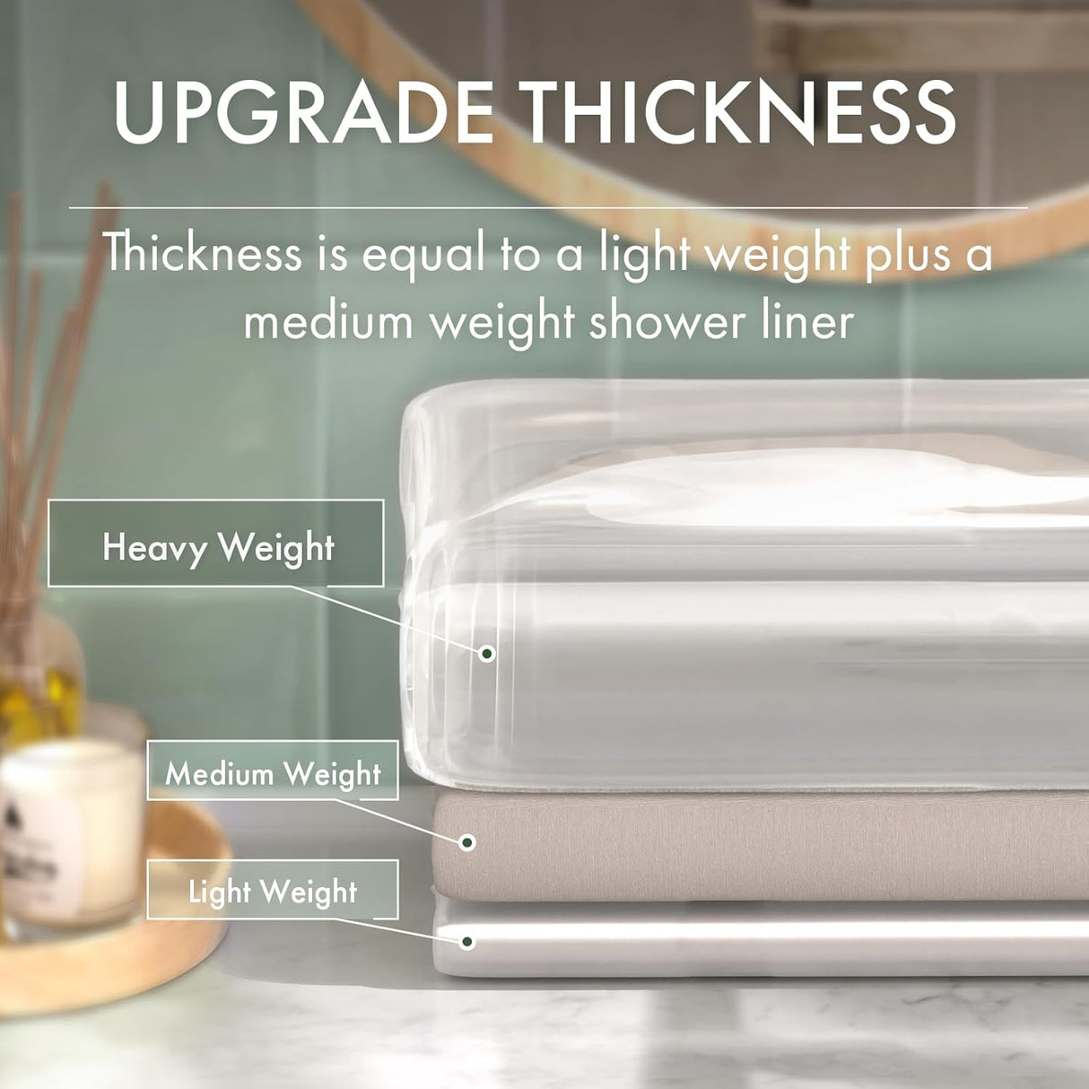 AmazerBath 100% EVA No Hook Shower Curtain Liner, 8G Heavy Duty
