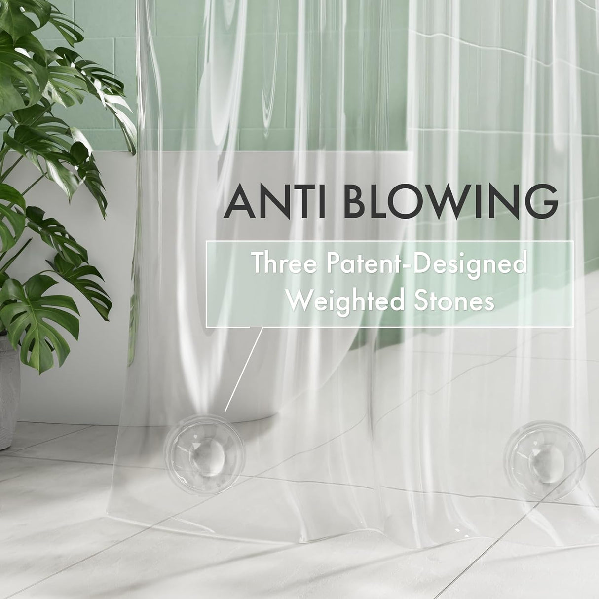 AmazerBath 100% EVA No Hook Shower Curtain Liner, 8G Heavy Duty