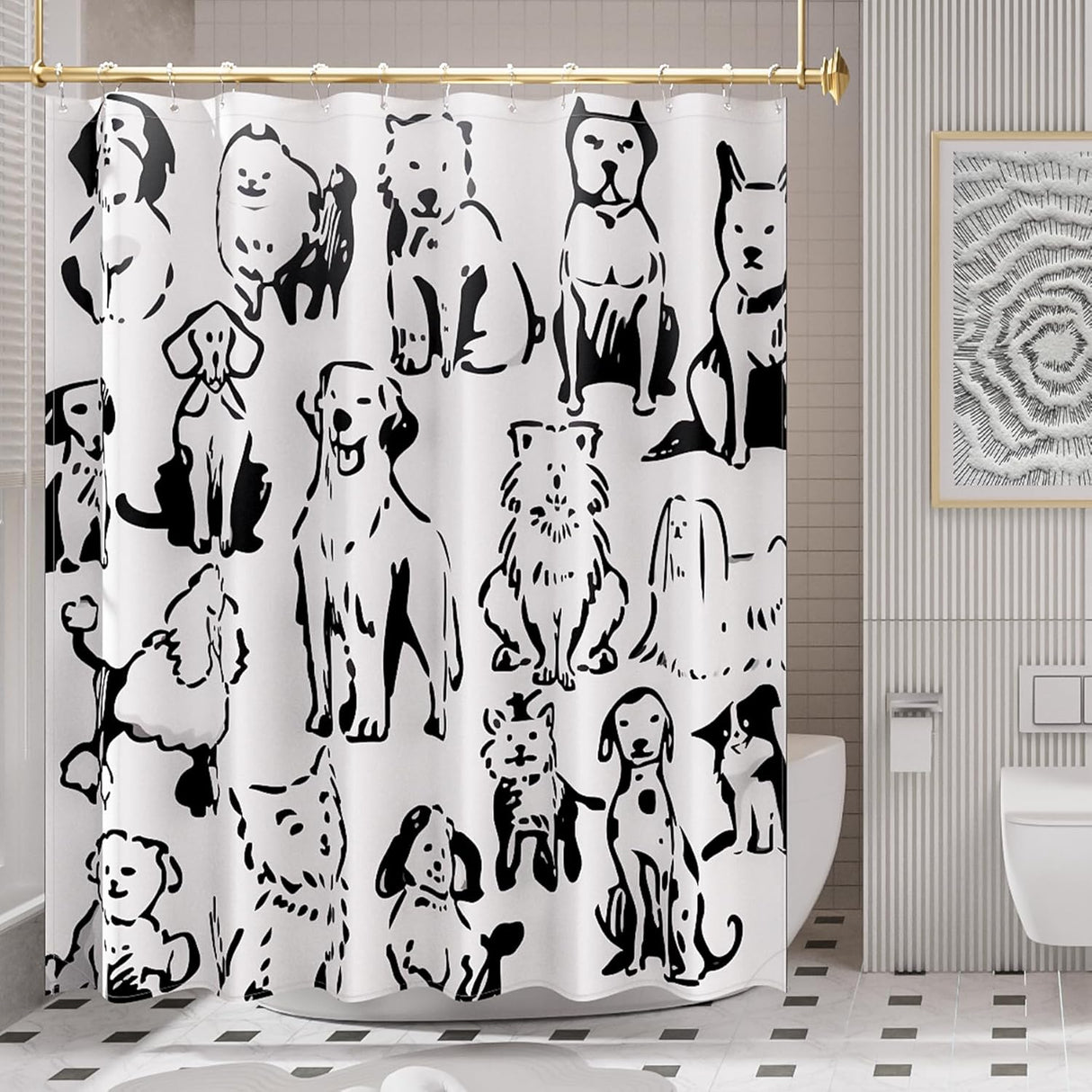 Puppy Shower Curtain with Rings