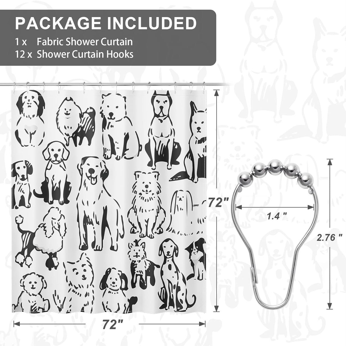 Puppy Shower Curtain with Rings