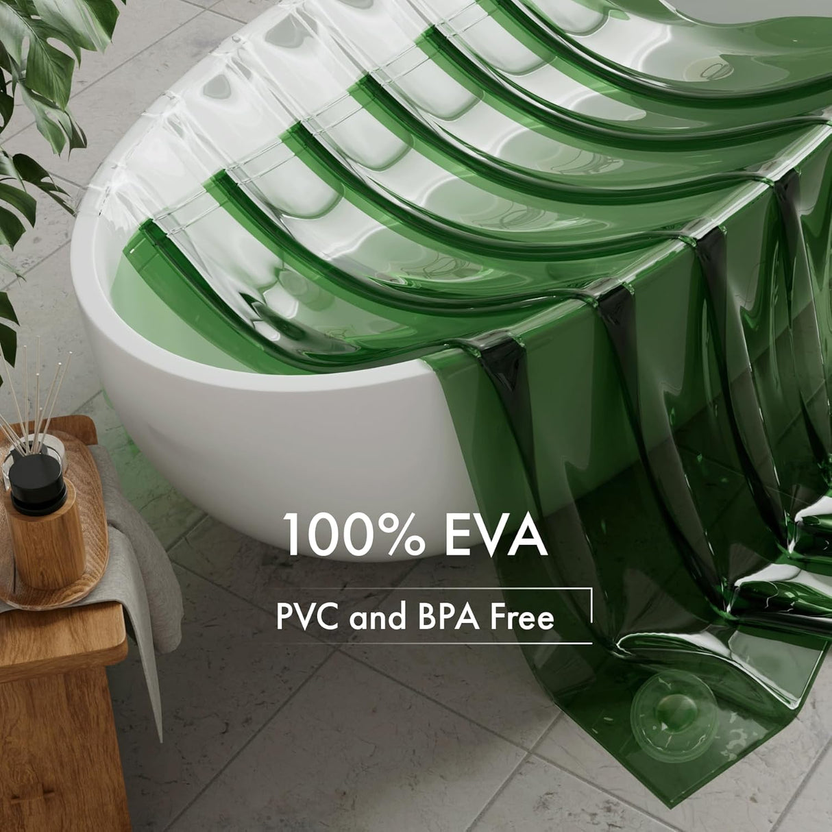 AmazerBath 100% EVA Flip Shower Curtain Liner, 8G Heavy Duty